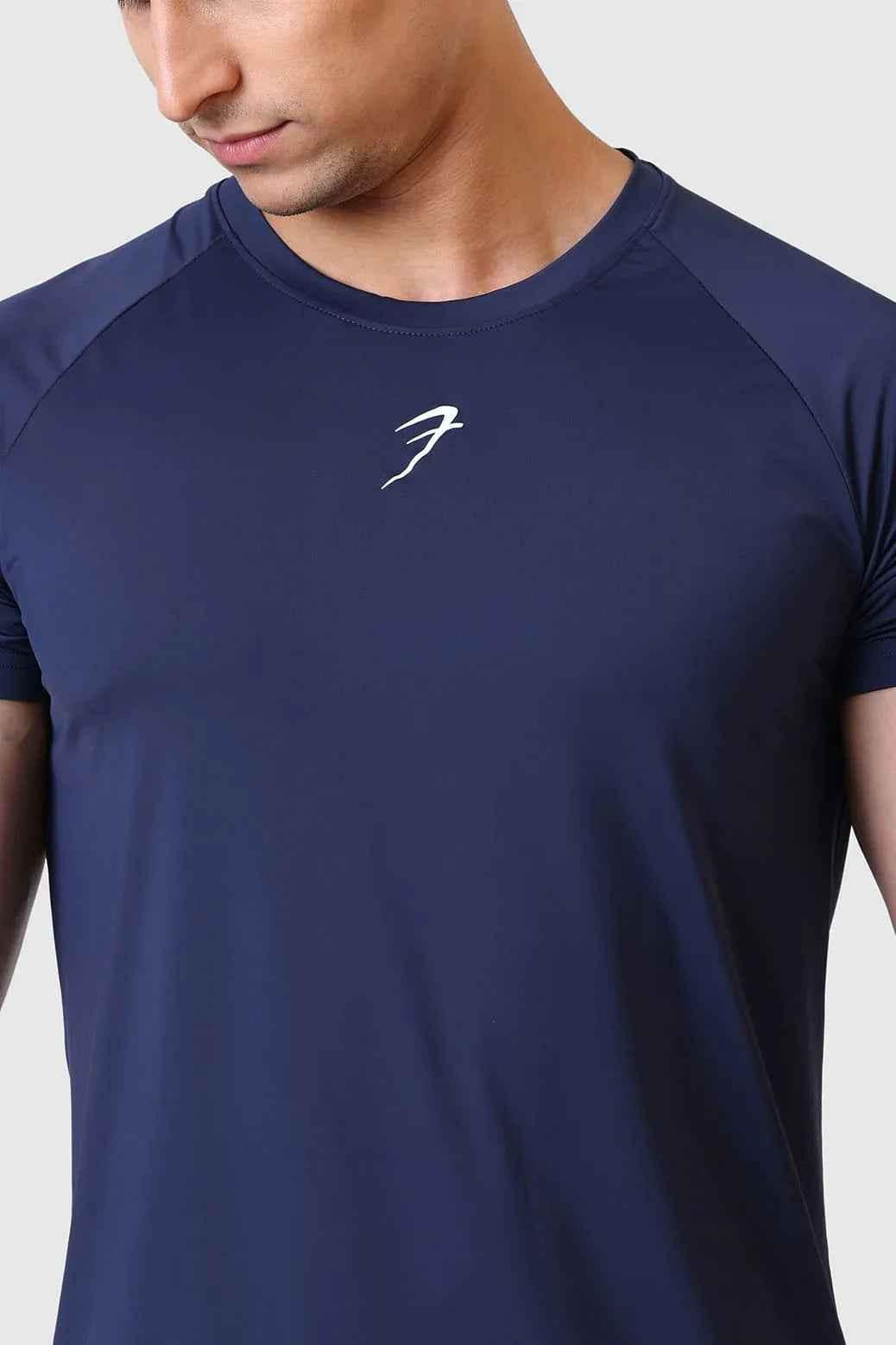 Navy Bare Nylon T-shirt by Fuaark Nz featuring a sleek, minimalist design and soft nylon fabric, displayed on a plain background.