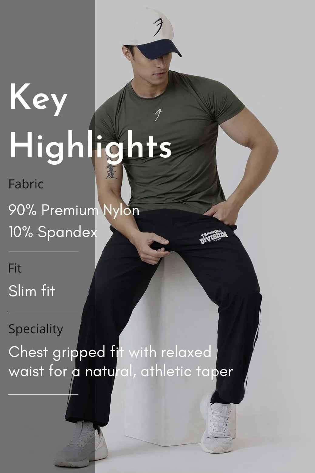 Olive Fuaark Nz Bare Nylon T-shirt showing a casual fit with short sleeves and a round neckline.