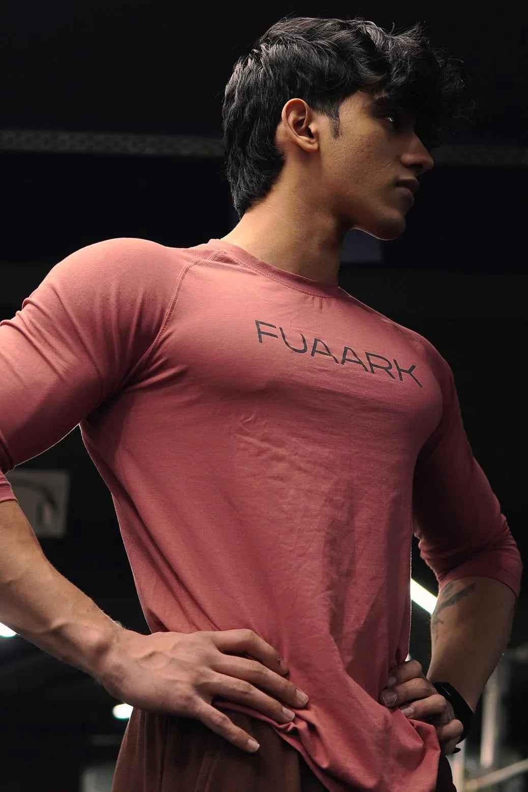 Fuaark Nz Chase Cranberry full-sleeve T-shirt, comfortable casual shirt with stylish fit, shown on a plain background.