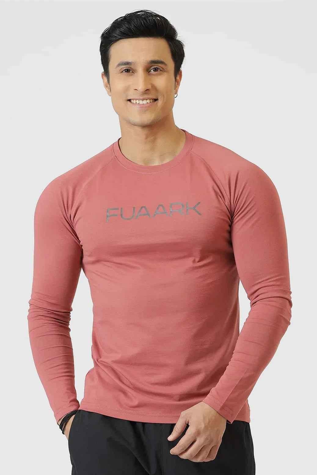 Fuaark Nz Chase Cranberry full sleeves T-shirt for men, featuring comfortable fabric and stylish design.