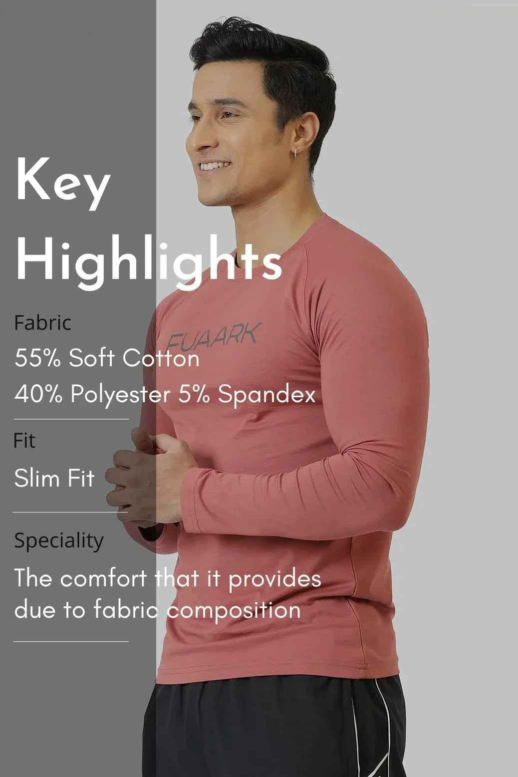 Fuaark Nz Chase Cranberry full sleeves T-shirt for men, featuring comfortable fabric and stylish design.