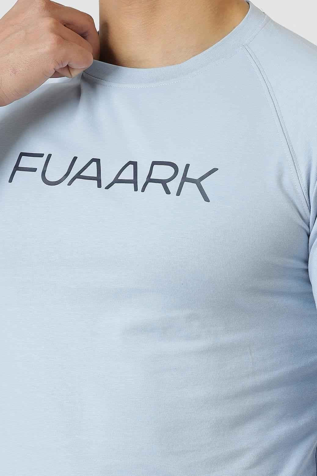 Sky blue Chase full sleeves T-shirt by Fuaark Nz, featuring a comfortable fit and casual style.