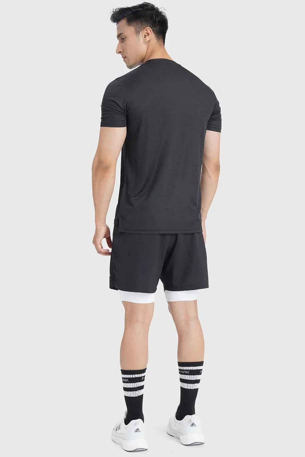 Black Checks Running T-shirt by Fuaark NZ, featuring a comfortable fit and stylish checkered pattern for active wear.