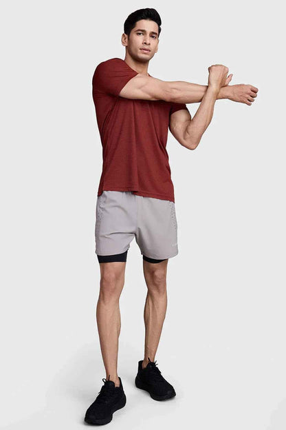 Fuaark Nz Checks Running T-shirt Salsa, men's athletic T-shirt with checkered pattern, breathable fabric for active wear.