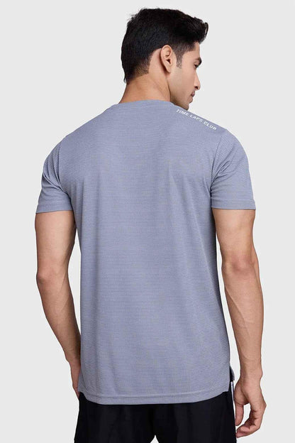 Fuaark Nz Checks Running T-shirt in Ultimate Grey, casual athletic T-shirt with a checkered pattern and sporty fit.
