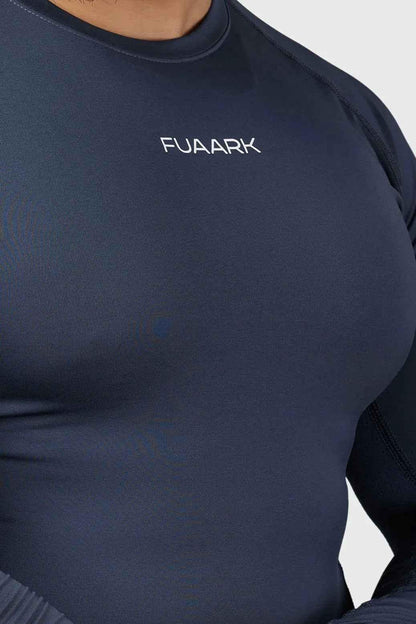 Grey Compression 2.0 full sleeves T-shirt by Fuaark Nz, showing a fitted athletic-style shirt with a crew neckline.