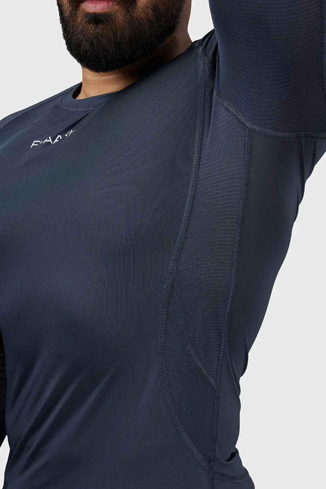 Grey Fuaark Nz Compression 2.0 full sleeves T-shirt, athletic fit, made from breathable fabric, designed for active wear.