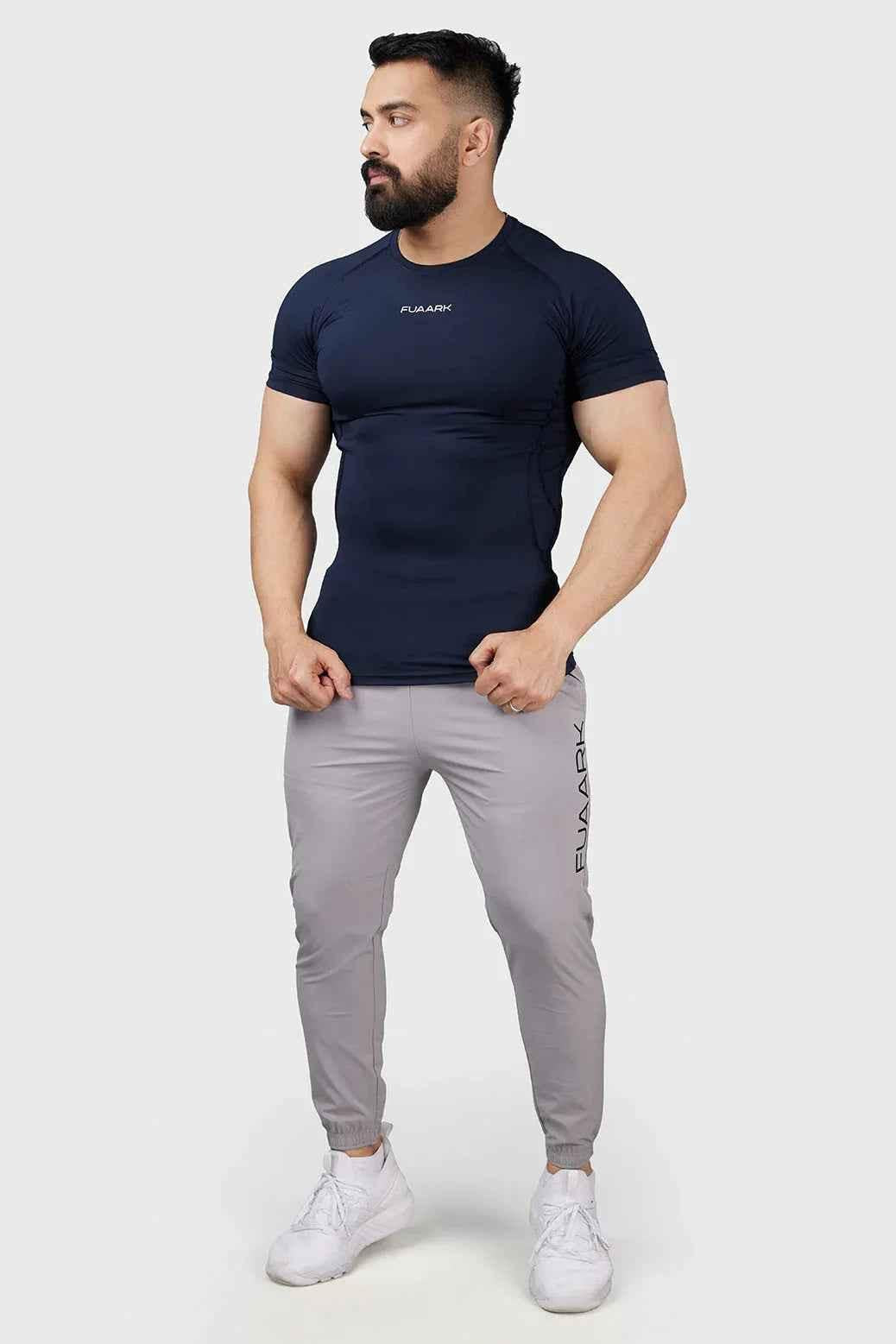 Fuaark Nz Compression 2.0 navy T-shirt, casual fit made from soft fabric, displayed on a plain background.