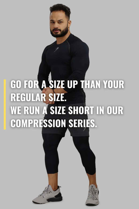 Navy compression full-sleeves T-shirt by Fuaark NZ, shown on a plain background, highlighting its fitted design and smooth fabric.