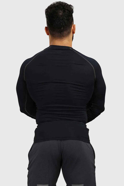 Navy compression fullsleeves T-shirt by Fuaark NZ with snug fit and sleek design, displayed on a plain background.