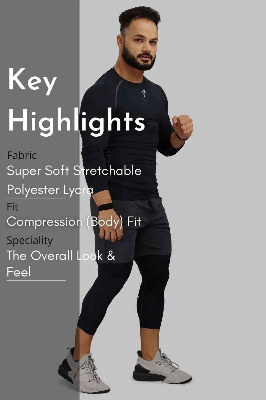 Navy compression fullsleeves T-shirt by Fuaark Nz, fitted design with long sleeves, ideal for athletic or casual wear.