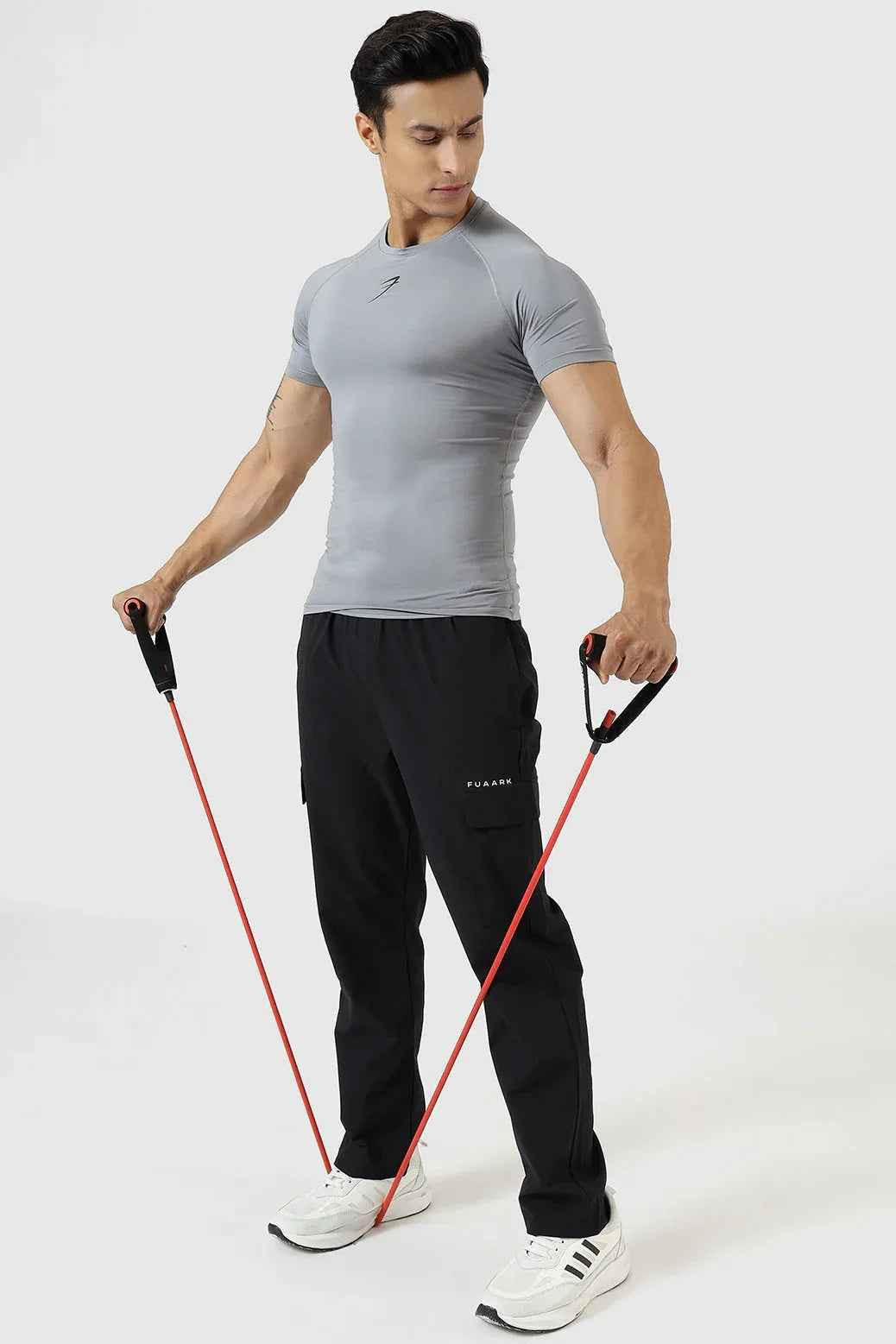Fuaark NZ men's compression T-shirt in sea grey, lightweight athletic shirt with a snug fit and moisture-wicking fabric.