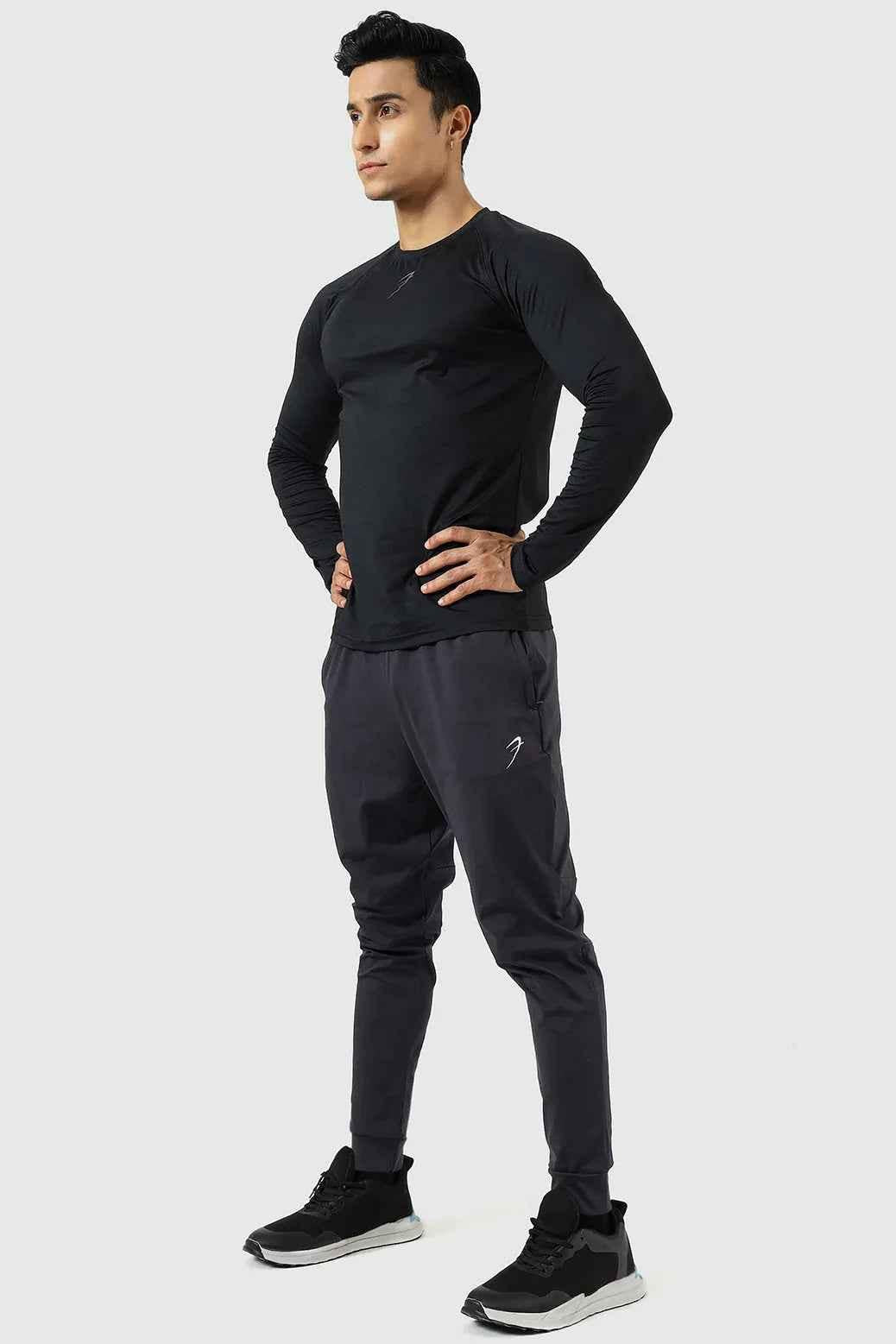 Black Core Fullsleeves T-shirt by Fuaark NZ, showcasing a comfortable fitted design with long sleeves and a crew neckline.
