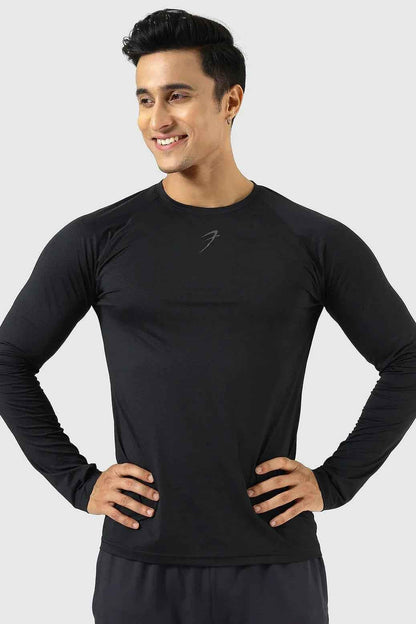 Black Core Fullsleeves T-shirt by Fuaark NZ, featuring a sleek design and comfortable fabric, displayed on a plain background.