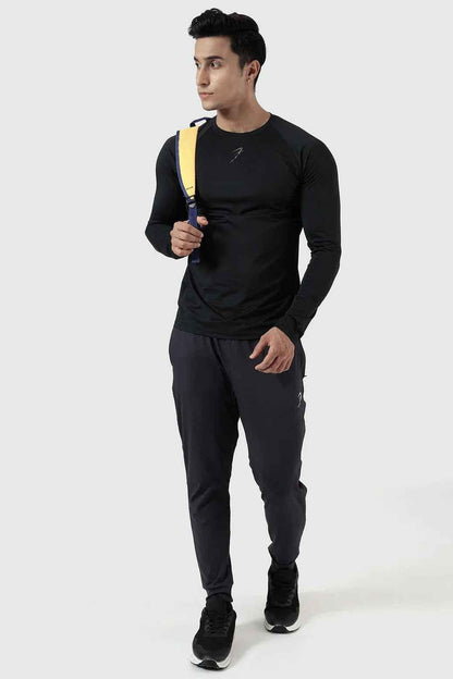 Black Core Fullsleeves T-shirt by Fuaark Nz featuring a fitted, long-sleeve design with a sleek, minimalist style.