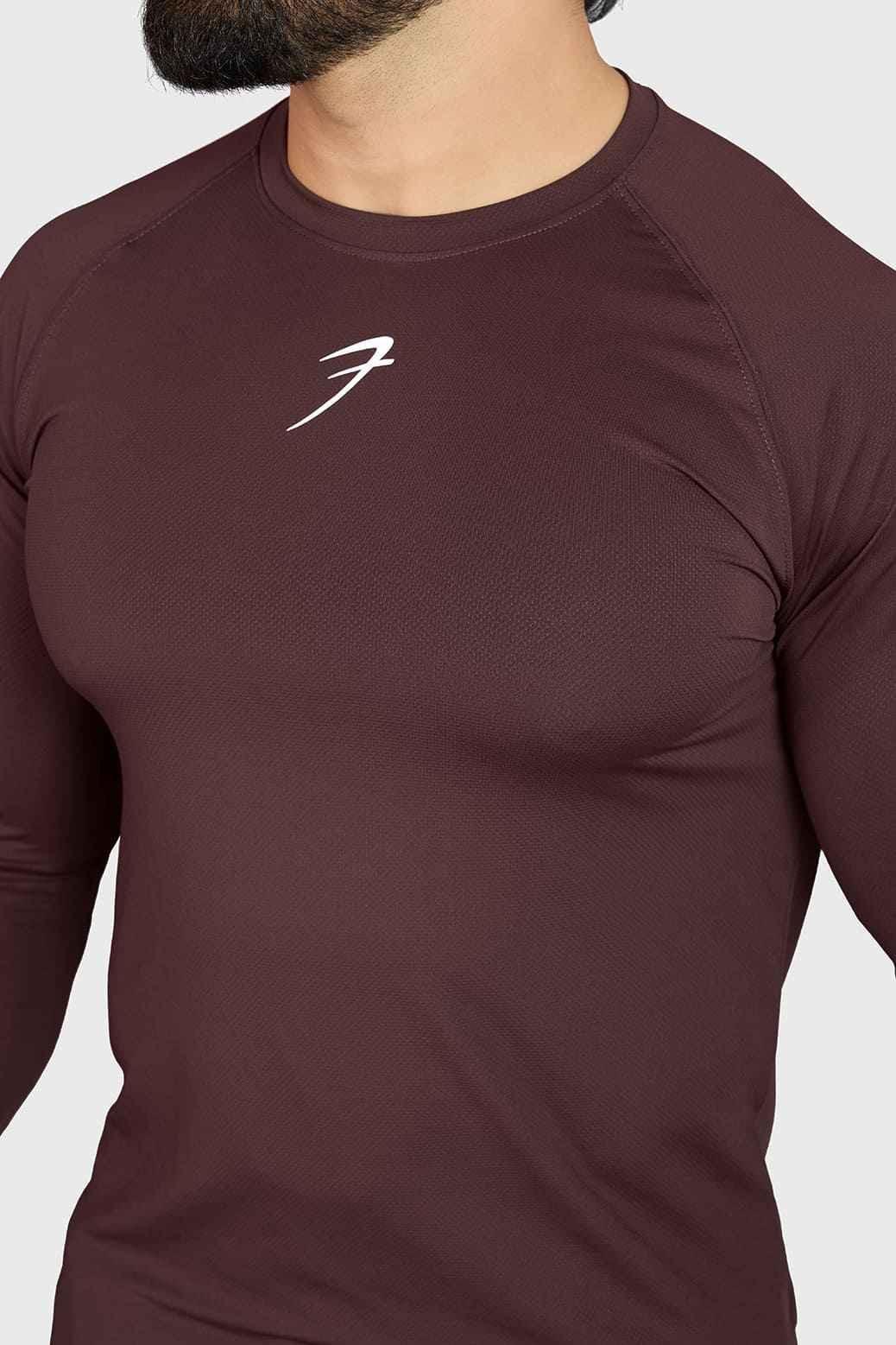 Brown Core Fullsleeves T-shirt by Fuaark Nz, featuring long sleeves and a comfortable fit.