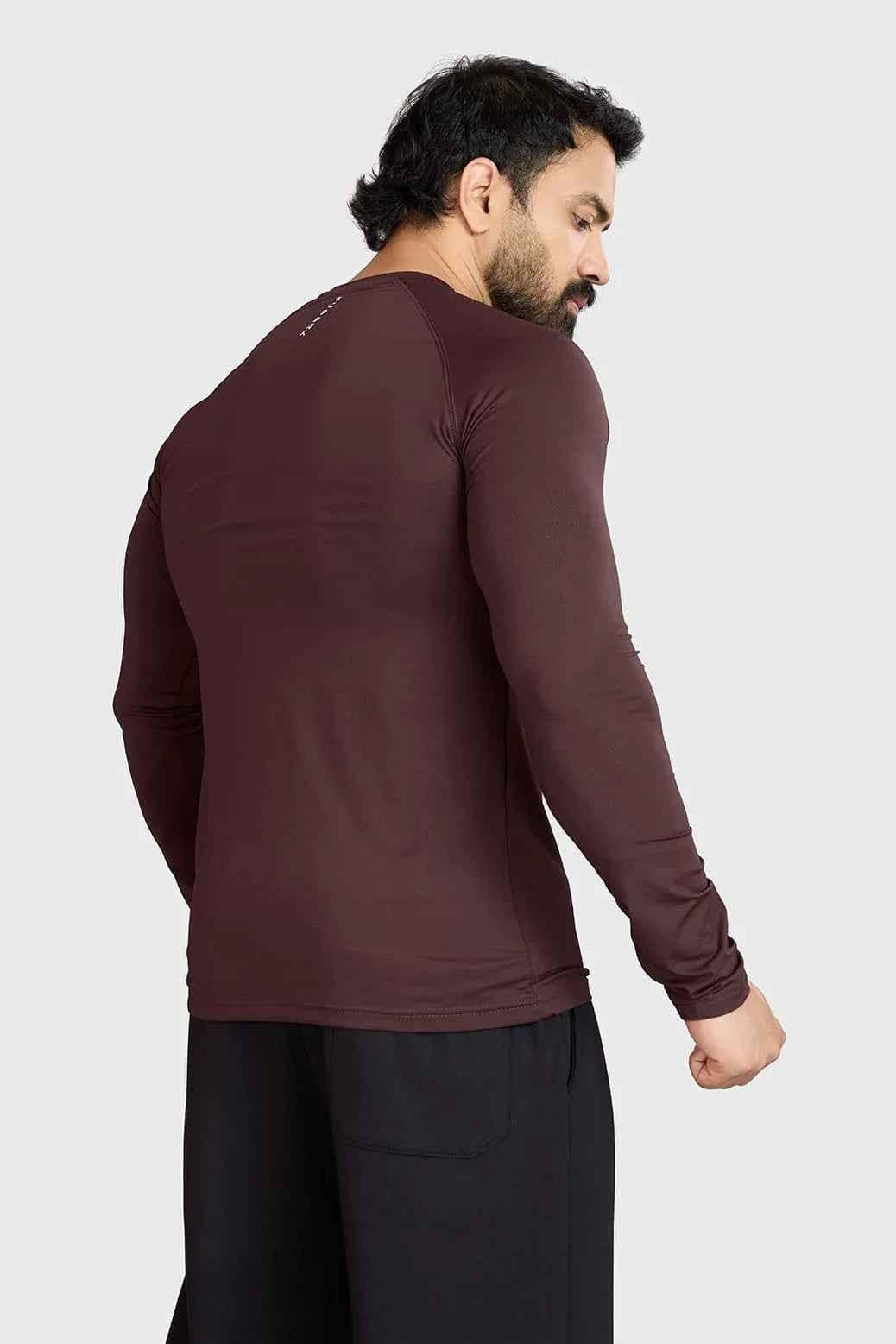Fuaark Nz brown core full-sleeves T-shirt, casual unisex T-shirt with long sleeves and a comfortable fit.