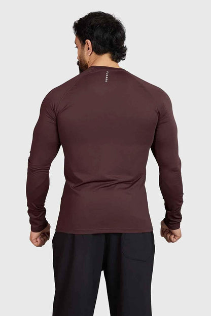 Fuaark Nz brown full-sleeves T-shirt, casual style, soft fabric, fitted design, displayed on a neutral background