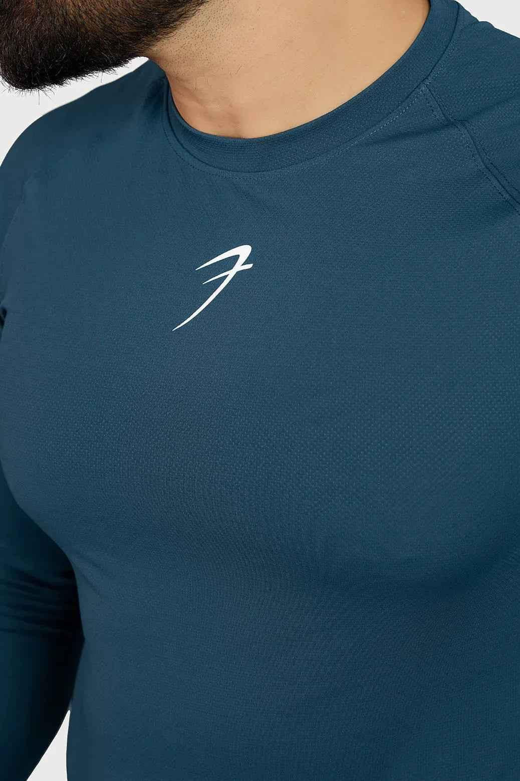 Fuaark Nz Core full-sleeves T-shirt in Orion Blue, showcasing a comfortable fit and stylish design.