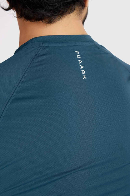 Fuaark Nz Core Fullsleeves T-shirt in Orion Blue featuring a casual fit and long sleeves, displayed on a plain background.