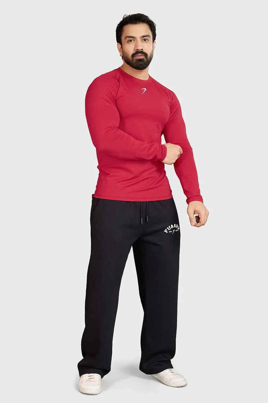 Red Core Fullsleeves T-shirt by Fuaark Nz, showcasing a casual long-sleeve cotton t-shirt with a fitted design.