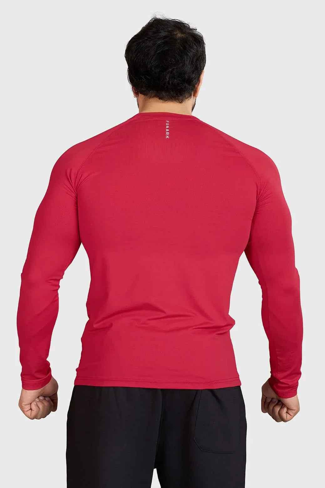 Red Core Fullsleeves T-shirt by Fuaark Nz, featuring a comfortable fit and long sleeves, ideal for casual wear.