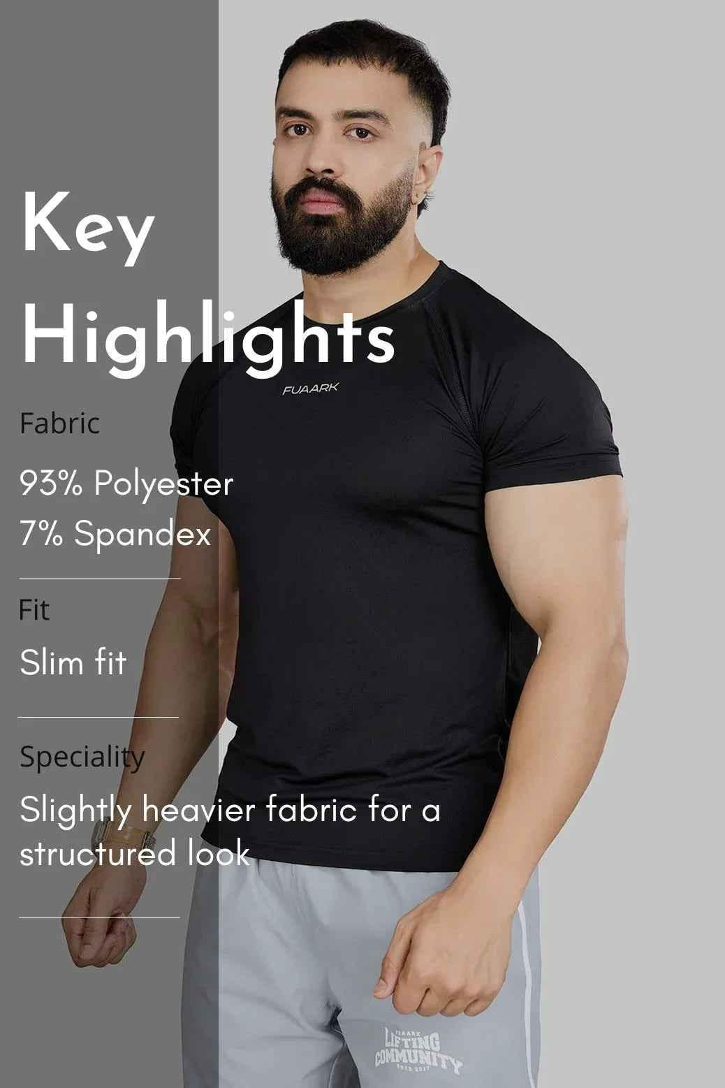 Fuaark Nz Dash black T-shirt, stylish and comfortable casual T-shirt for men, made from soft fabric with a classic fit.
