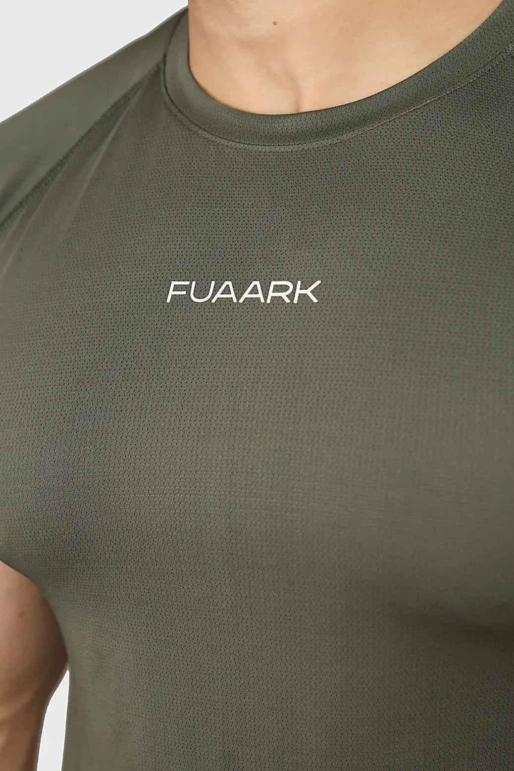 Olive green Dash T-shirt by Fuaark Nz, stylish and comfortable everyday wear, soft fabric, casual fit, casual men's T-shirt.