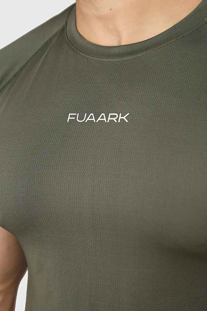 Olive green Dash T-shirt by Fuaark Nz, stylish and comfortable everyday wear, soft fabric, casual fit, casual men's T-shirt.