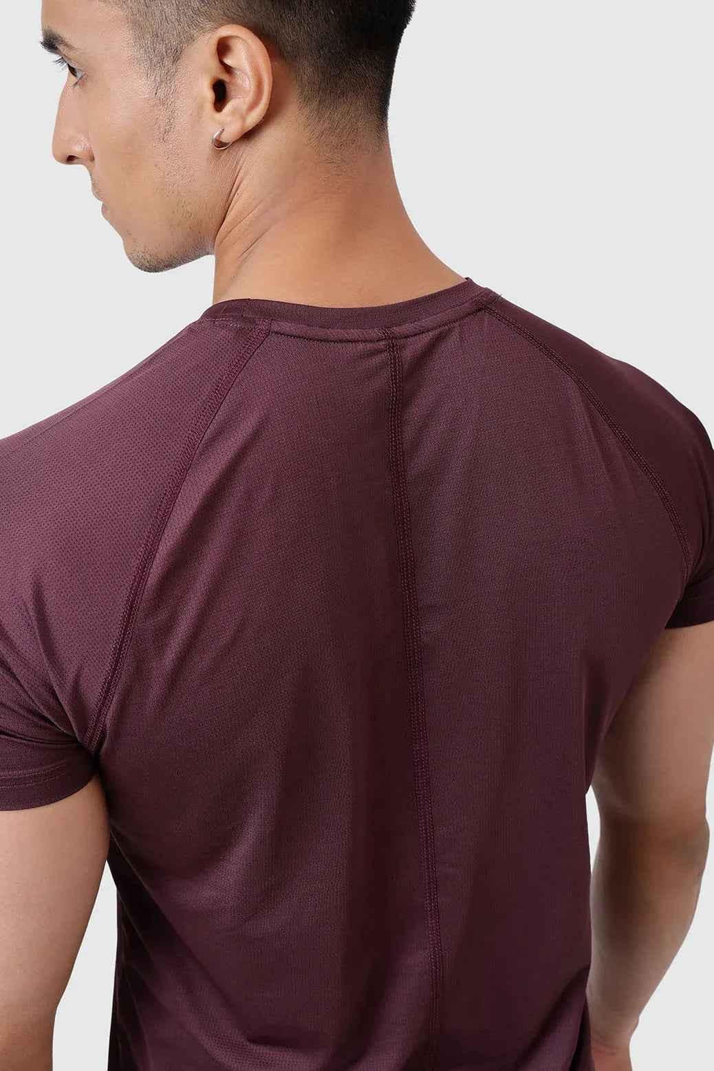 Fuaark Nz Dash T-shirt in Raisin color, featuring a casual fit and soft fabric, displayed on a plain background.