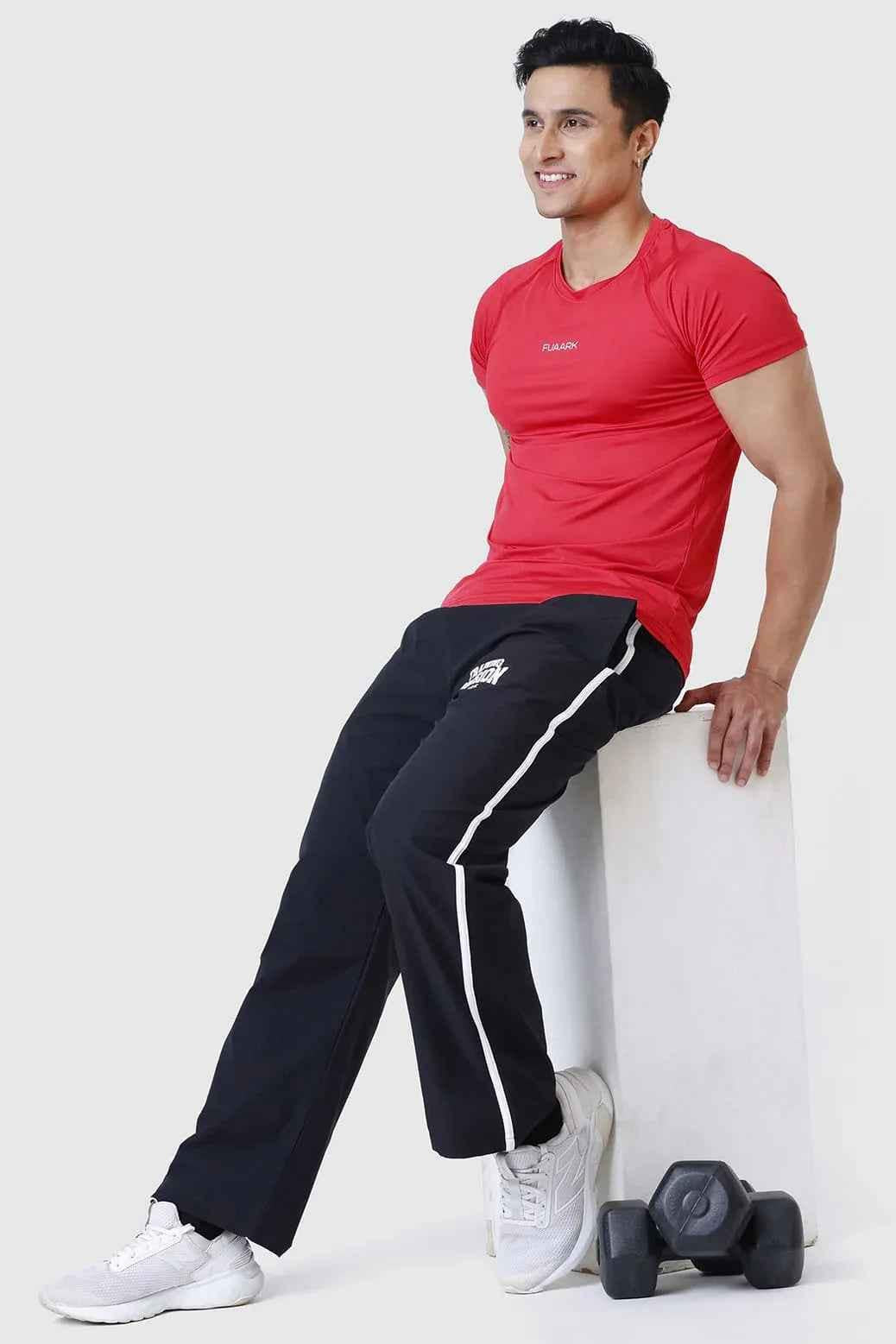 Red Dash T-shirt by Fuaark Nz, featuring a casual fit and vibrant color, shown on a plain background.