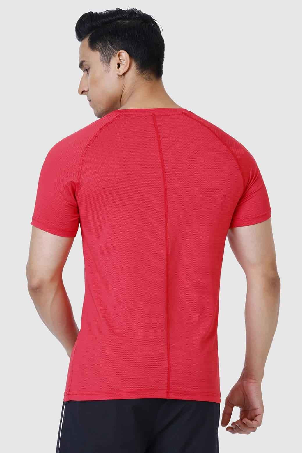 Red Dash T-shirt by Fuaark Nz, casual men's t-shirt with a simple graphic design, front view.