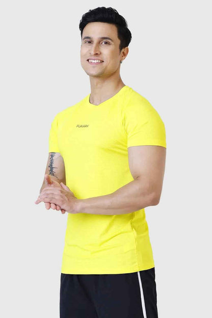 Yellow Dash T-shirt by Fuaark Nz, casual men's T-shirt with a bold graphic design and comfortable fit.