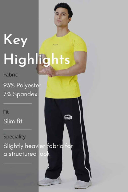 Bright yellow Dash T-shirt by Fuaark Nz, featuring a casual fit and stylish design, displayed on a plain background.