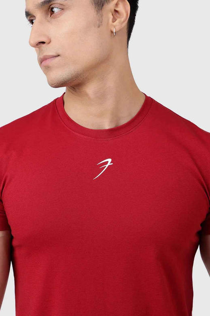 Deep red pulse T-shirt by Fuaark Nz, showcasing a bold style and comfortable fit in a casual t-shirt design.
