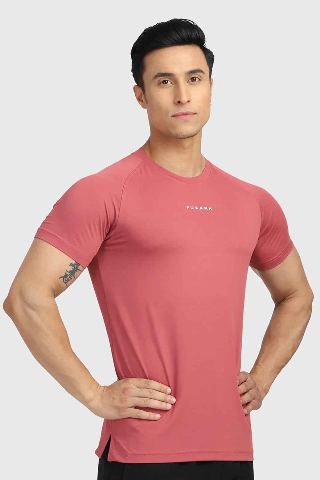 Deep red Fuaark Nz T-shirt with ultra-soft feel and modern fit, perfect for everyday casual wear.