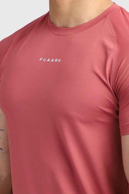 Deep red Fuaark Nz T-shirt with ultra-soft feel, modern fit, perfect for everyday wear, shown on a plain background.