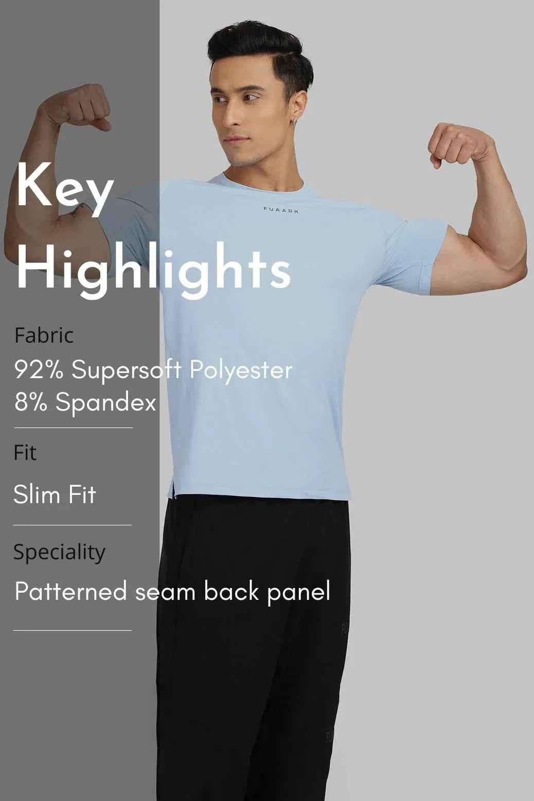 Sky blue Fuaark Nz T-shirt with sleek design, casual fit, and modern style, perfect for everyday wear.