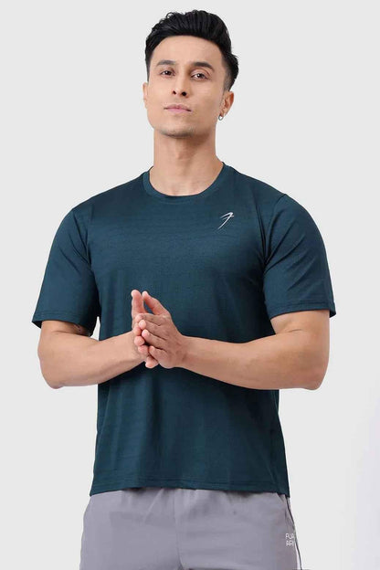 Fuaark Nz Ember Running T-shirt in bottle green, casual athletic T-shirt for men, front view showing soft fabric and fit.