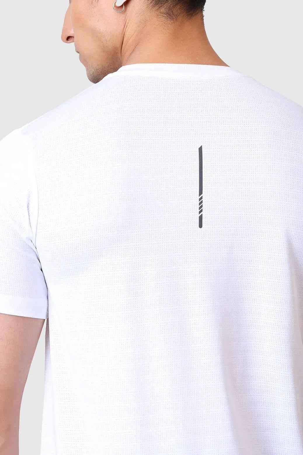 White Ember Running T-shirt by Fuaark Nz, lightweight athletic T-shirt with a sleek design and breathable fabric.