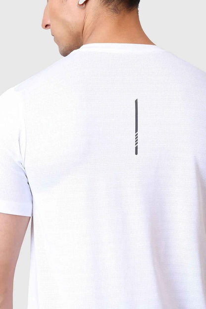 White Ember Running T-shirt by Fuaark Nz, lightweight athletic T-shirt with a sleek design and breathable fabric.