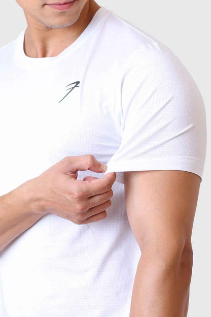 White Ember Running T-shirt by Fuaark Nz, casual athletic tee with a comfortable fit and breathable fabric.