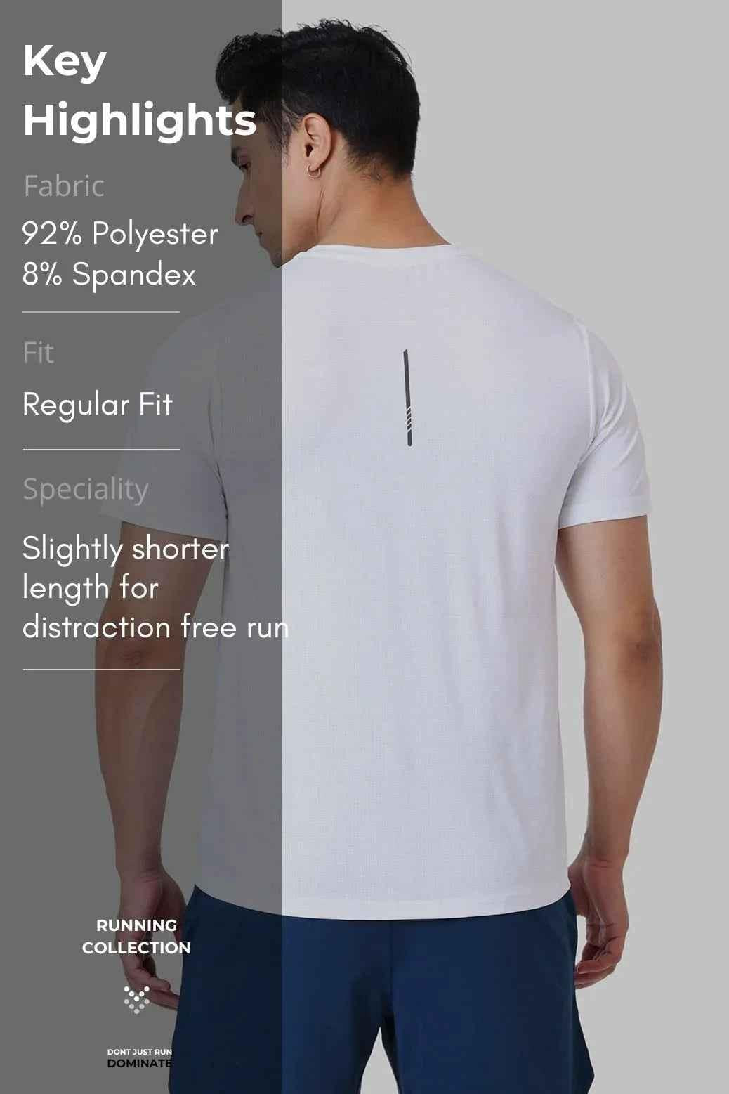 White Ember Running T-shirt by Fuaark Nz displayed on a hanger, featuring a casual fit and breathable fabric.