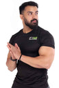 Black Fuaark Nz T-shirt featuring a prominent emblem design on the front, made from comfortable fabric.