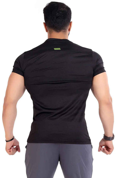 Black T-shirt from Fuaark Nz featuring a bold emblem design on the front. Made of comfortable, casual fabric.