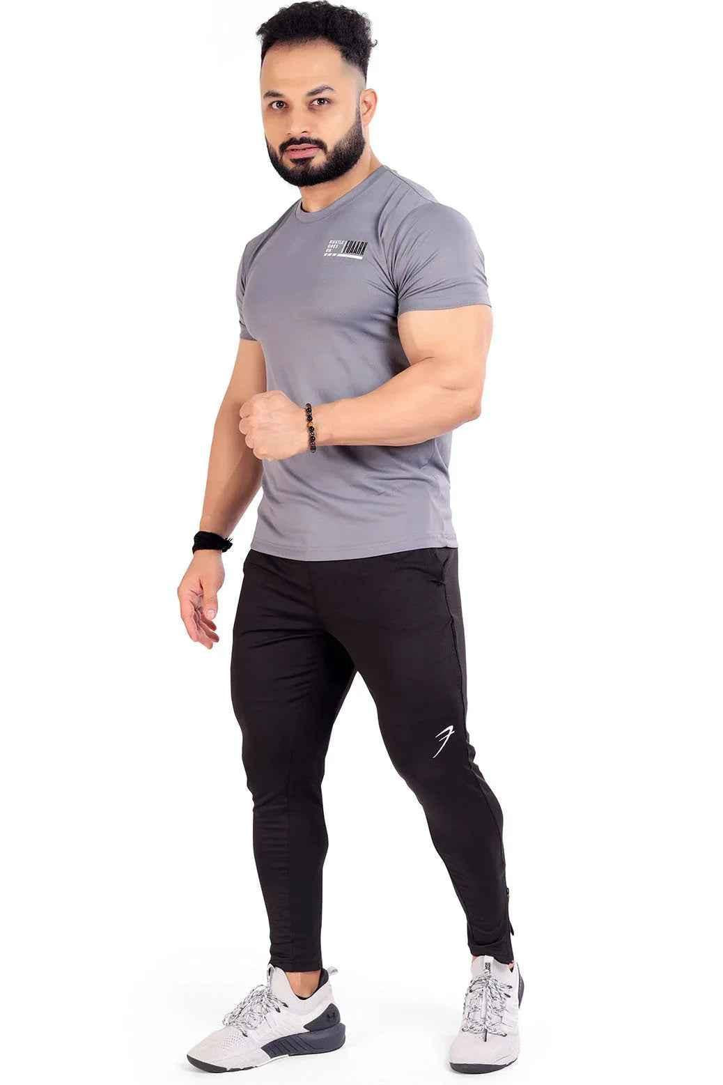 Grey Fuaark Nz Emblem T-shirt with front logo, casual fit, soft cotton fabric, perfect for everyday wear.