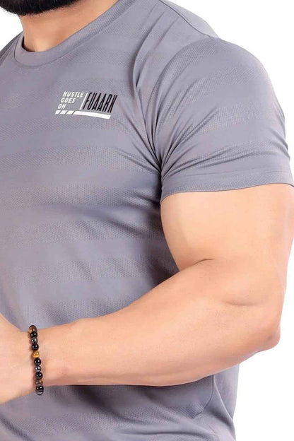 Fuaark Nz grey Emblem T-shirt for men, featuring a stylish emblem design on soft cotton fabric.