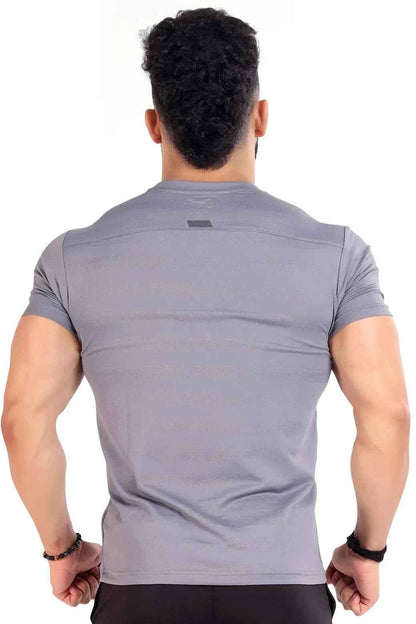 Grey Emblem T-shirt by Fuaark Nz featuring a minimalist emblem design on soft cotton fabric.