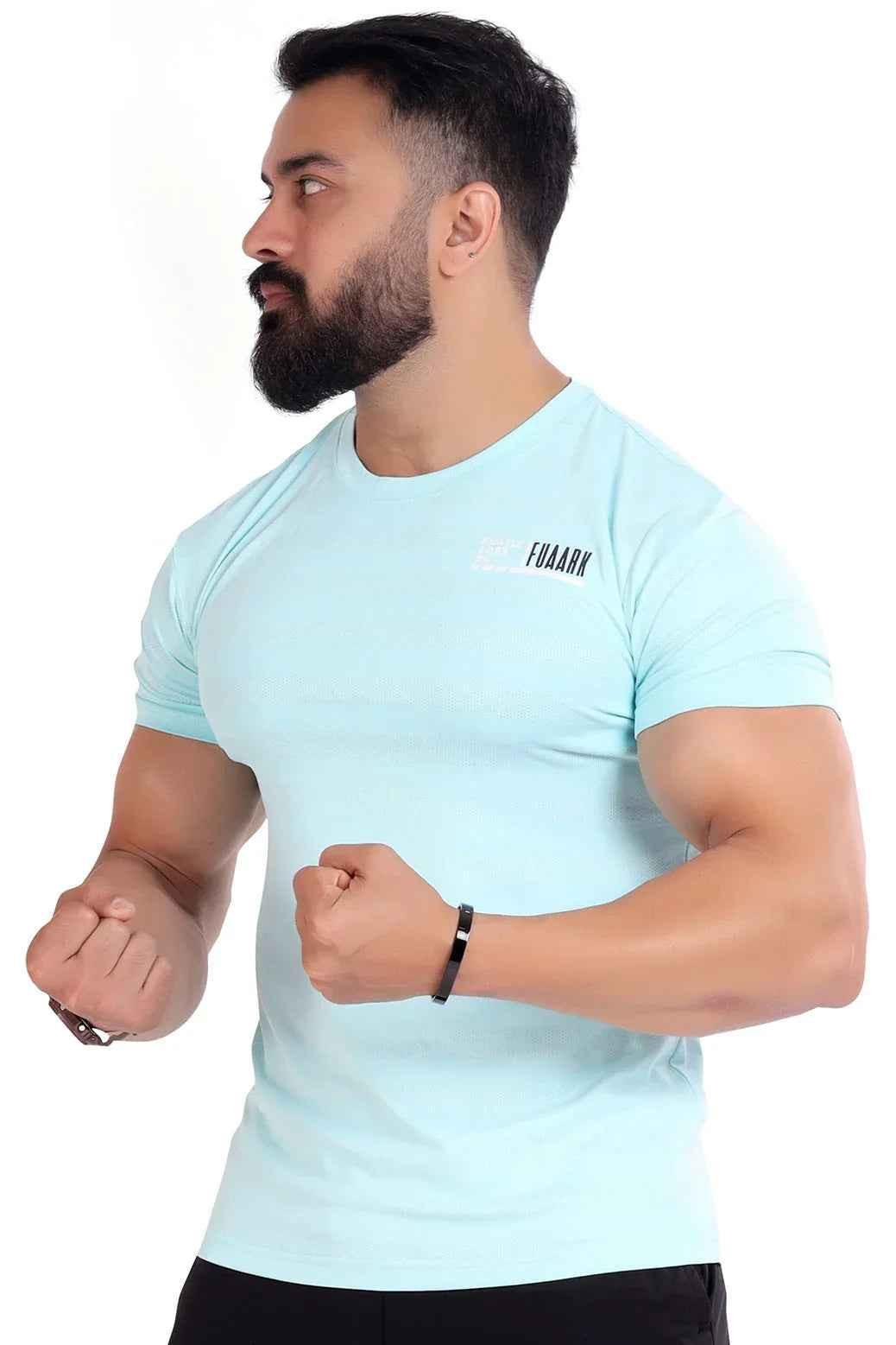 Sky blue Emblem T-shirt by Fuaark Nz, featuring a stylish emblem design on soft cotton fabric.