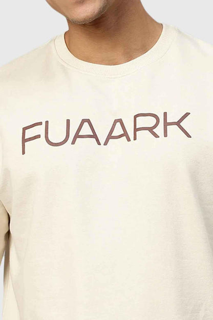 Beige oversized T-shirt from Fuaark Nz with a relaxed fit, casual style, and soft fabric, perfect for everyday wear.